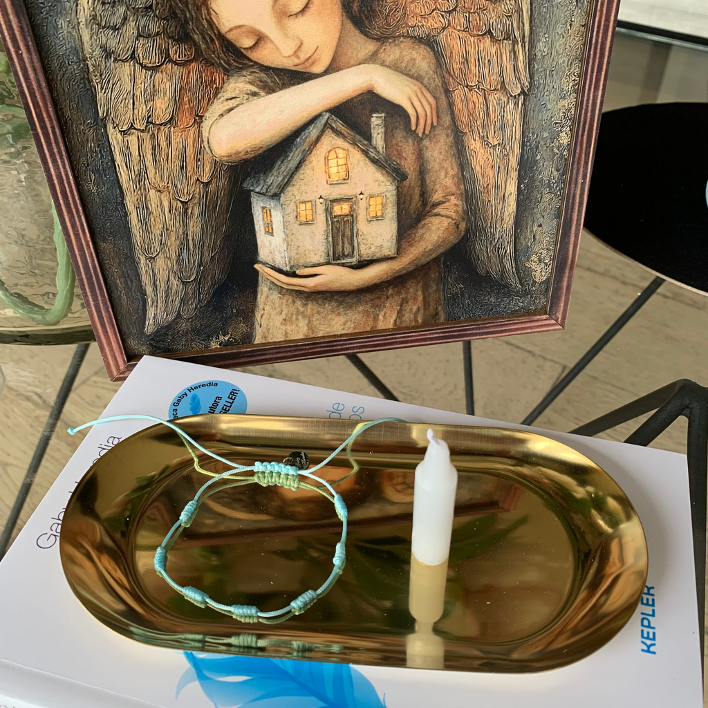 Pulsera 7 nudos Protección Ángel de la Guarda y Velita de Deseo.