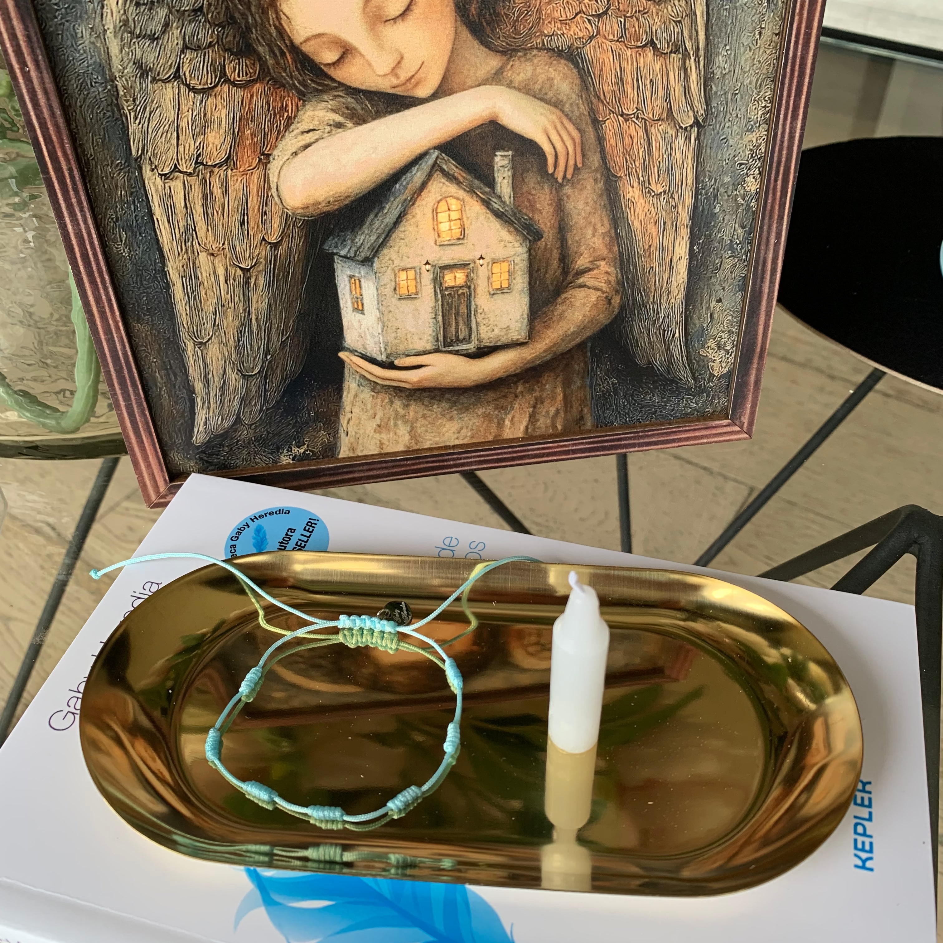 Pulsera 7 nudos Protección Ángel de la Guarda y Velita de Deseo.