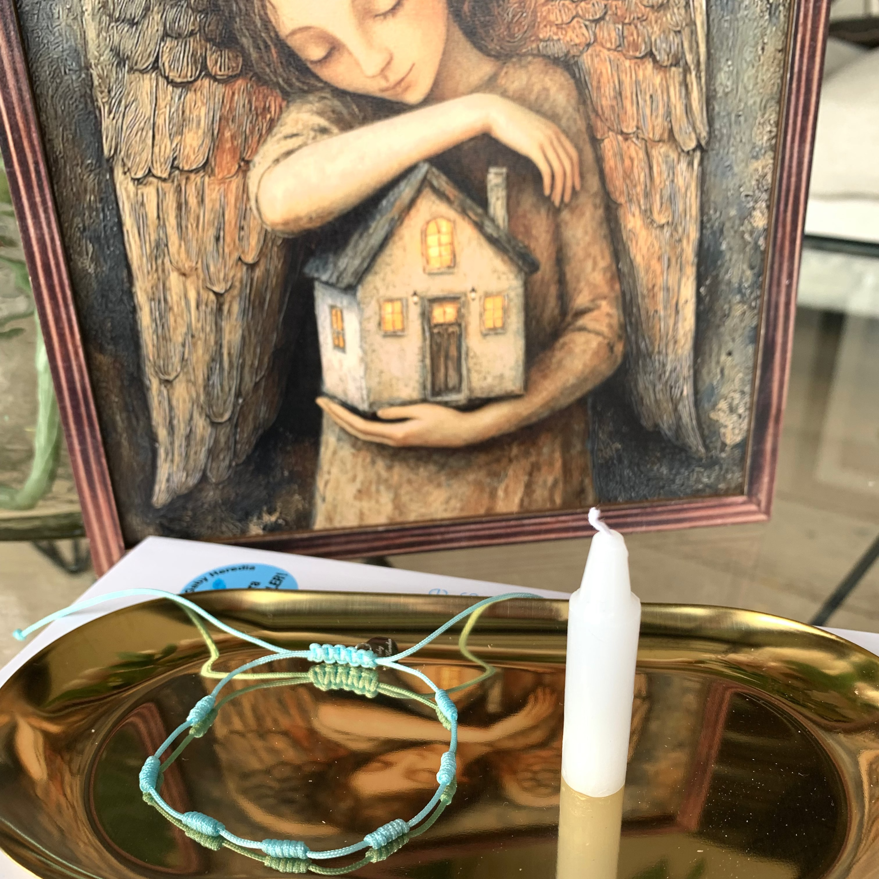 Pulsera 7 nudos Protección Ángel de la Guarda y Velita de Deseo.