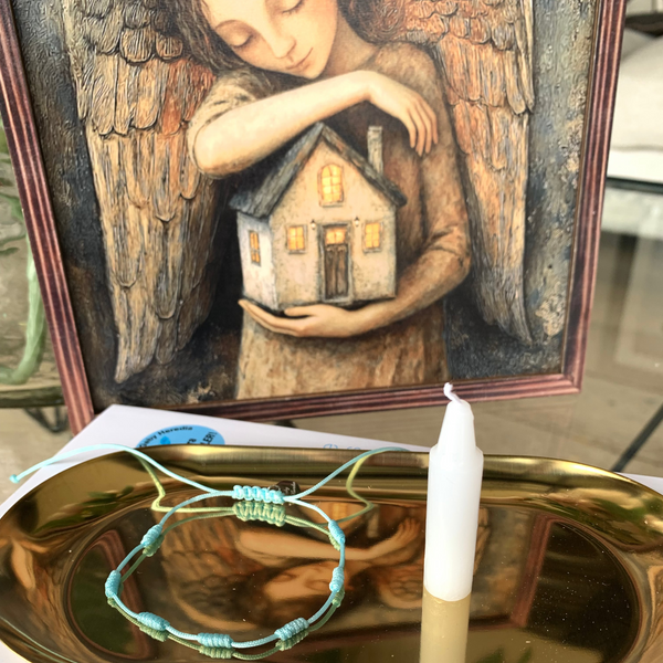Pulsera 7 nudos Protección Ángel de la Guarda y Velita de Deseo.