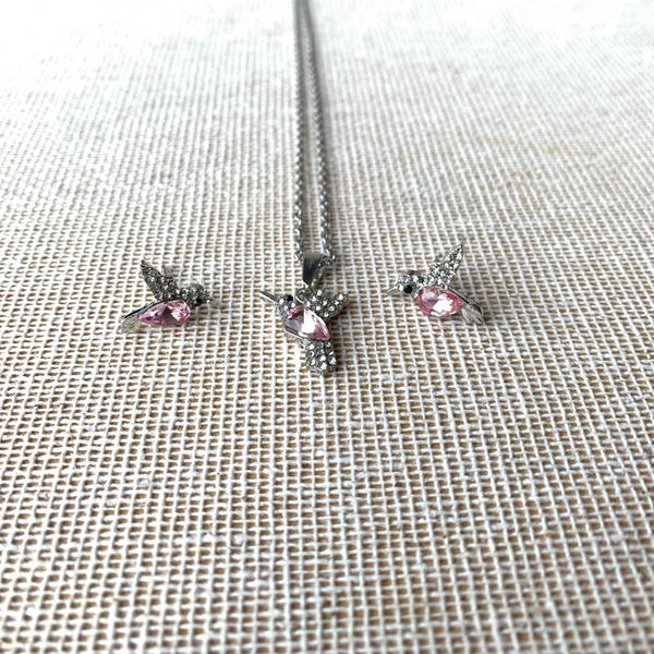 Collar y Aretes para el Duelo (Rosa)